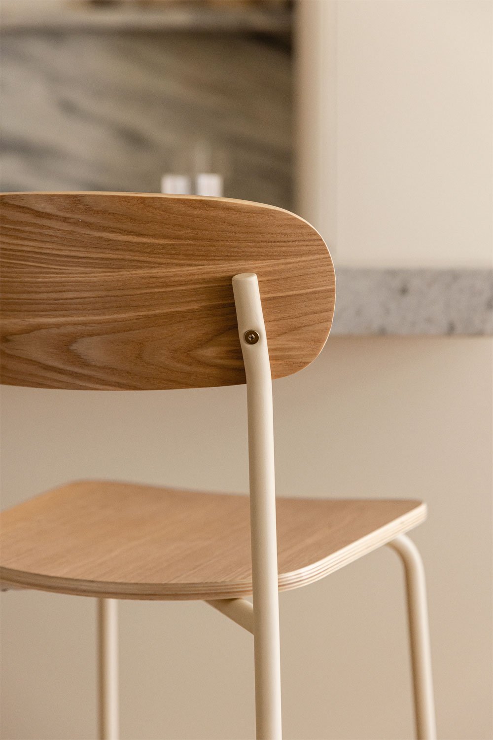 Pack of 4 stackable high stools 65cm in iron and wood Wilpier, gallery image 2