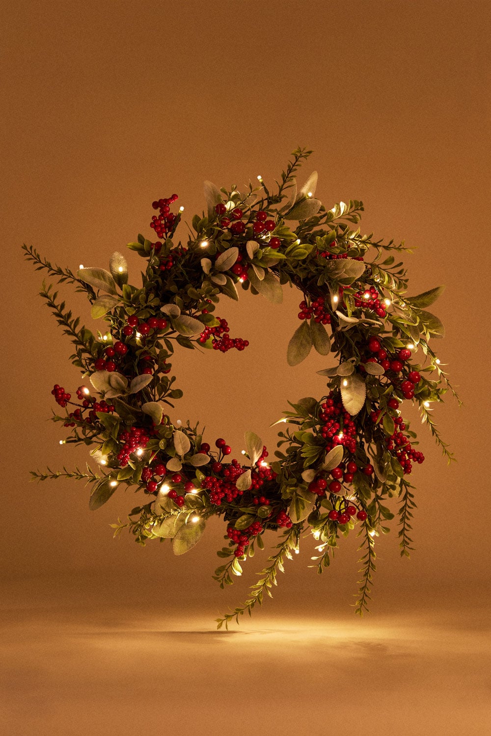 Christmas decorative wreath Ø60 cm with lights Eirune - SKLUM