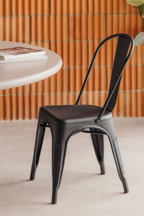 Lix matte steel stackable dining chair