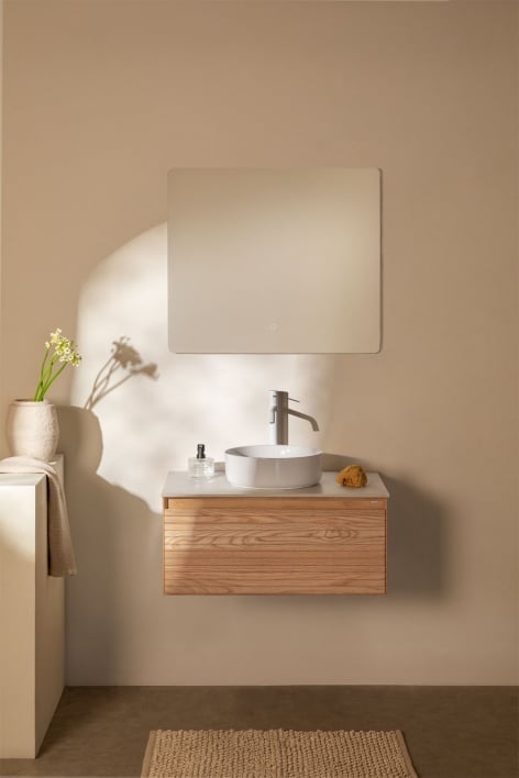 Tedrik ash wood bathroom furniture set