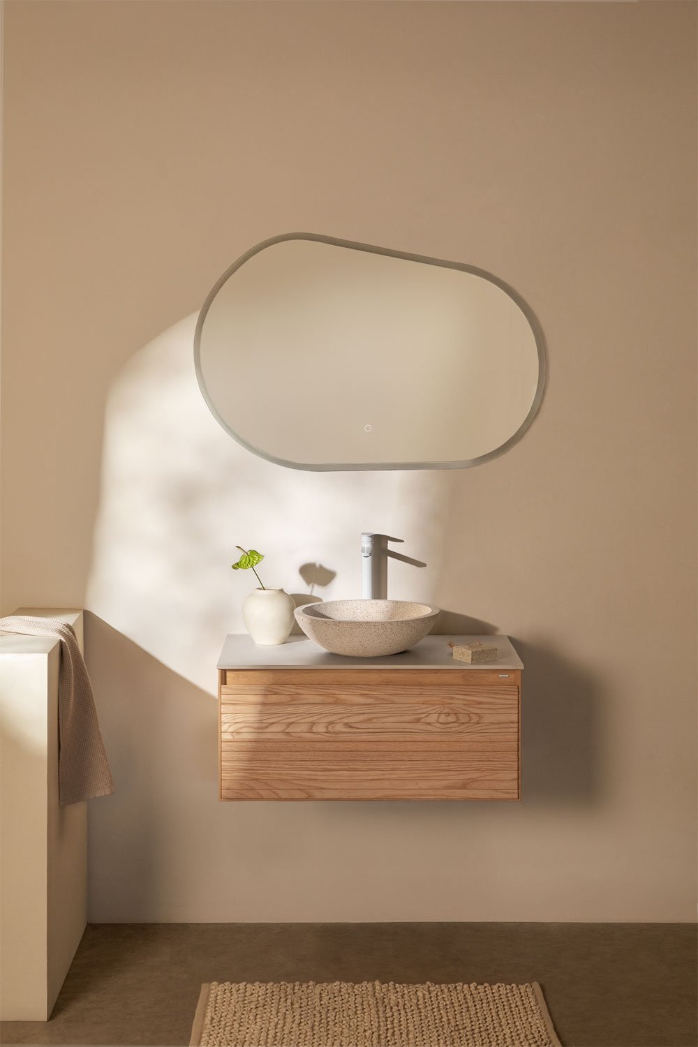 Tedrik suspended bathroom furniture set in ash wood, gallery image 1
