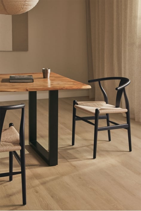 Elm wood dining chair Uish Edition - Plain Black