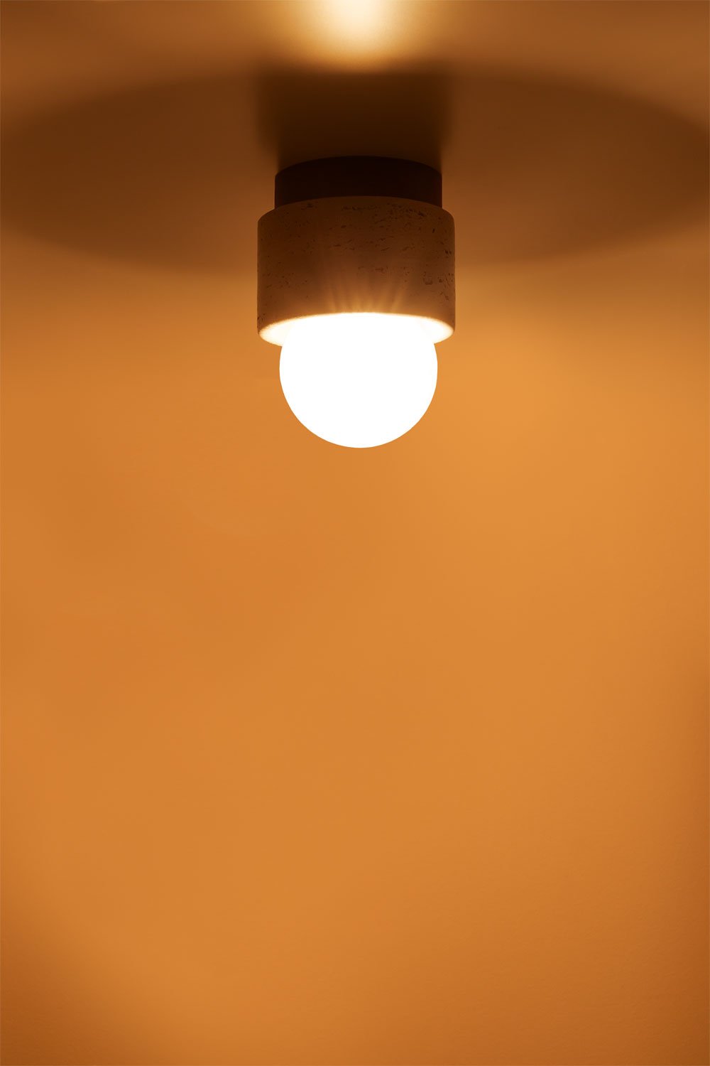 Ceiling light Ø10 cm in travertine and wood Davise, gallery image 3