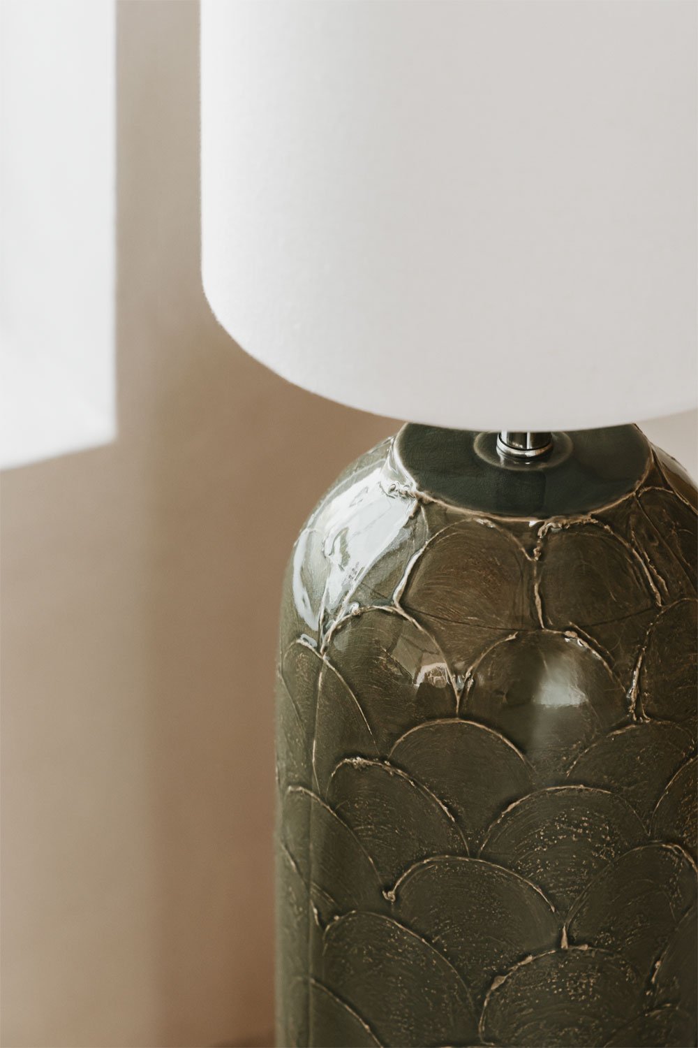 Floor lamp in ceramic and linen Cinnamon, gallery image 2