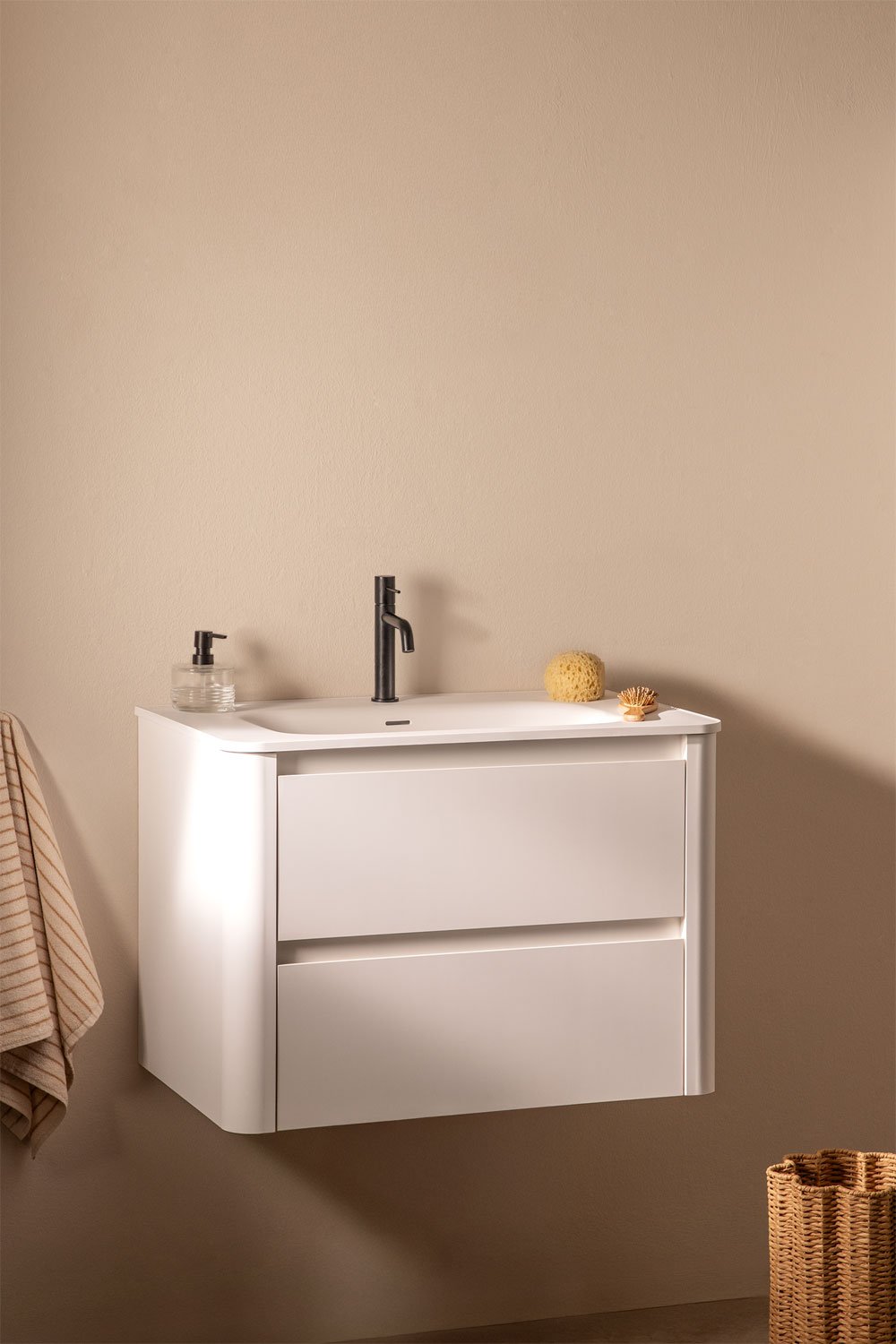 Egerton wooden bathroom furniture set with integrated sink, gallery image 1