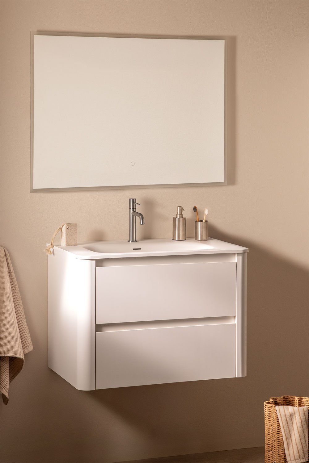 Egerton wooden bathroom furniture set with integrated sink, gallery image 1