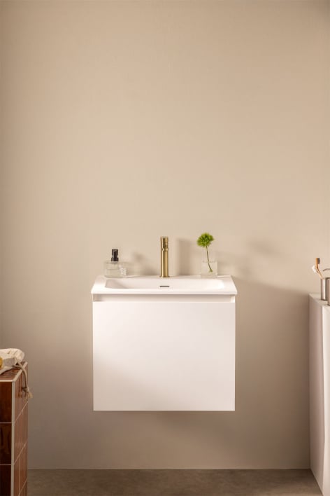 Macrae wooden bathroom furniture set with integrated sink - White
