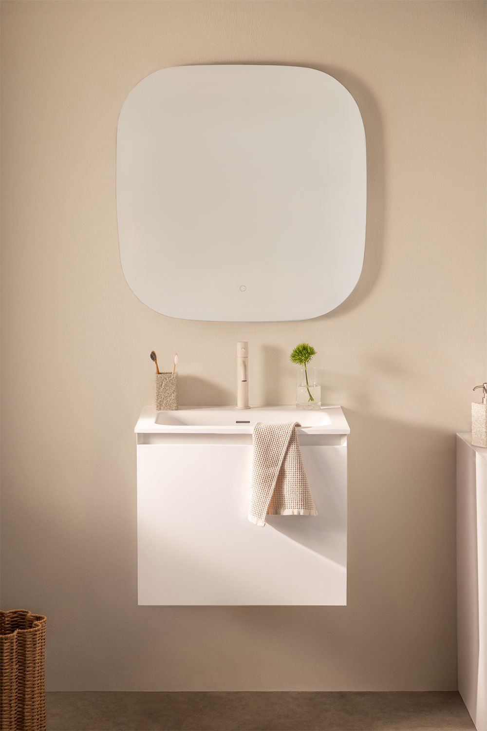 Macrae wooden bathroom furniture set with integrated sink, gallery image 1