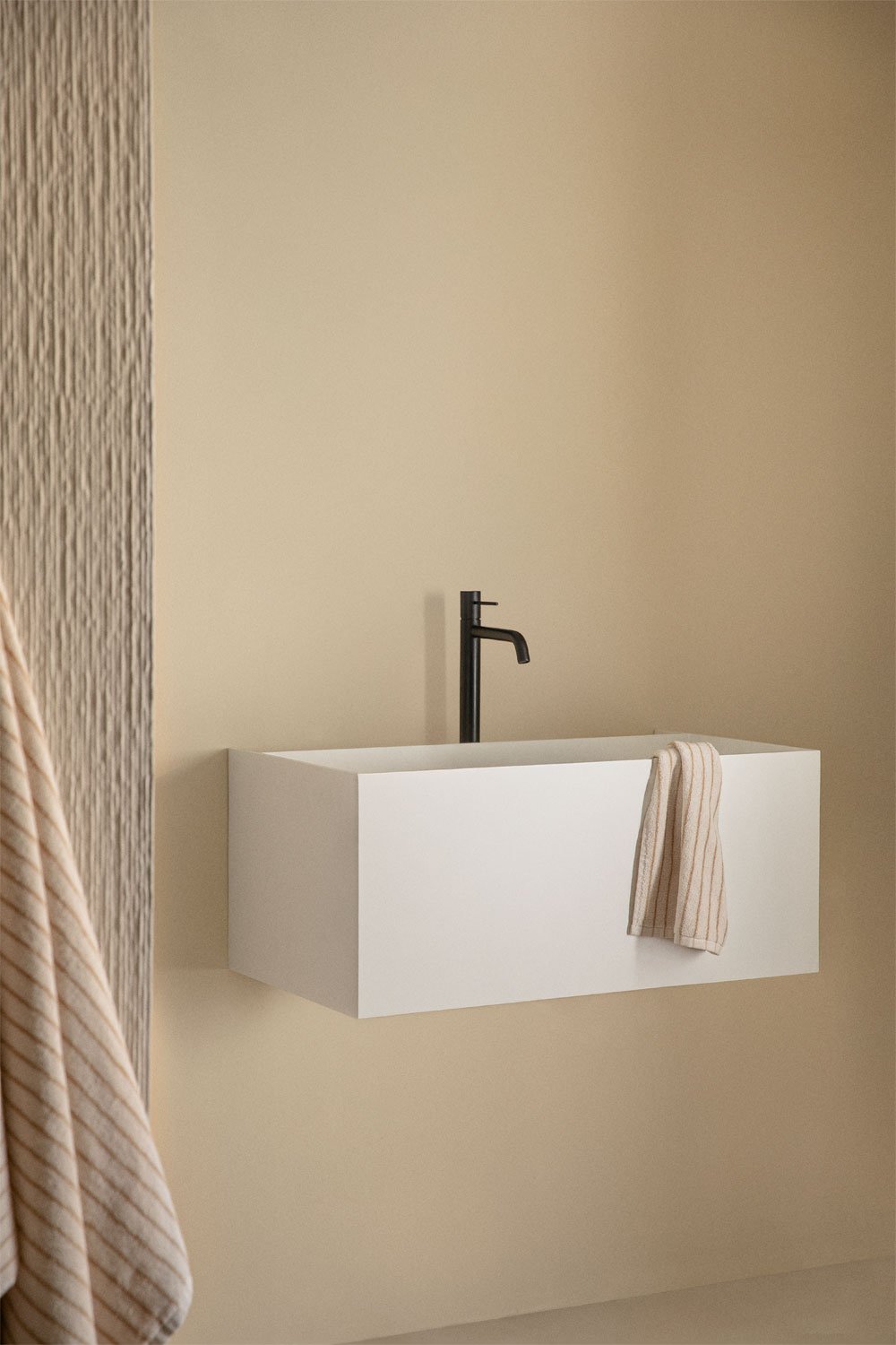 Resin bathroom furniture set with integrated sink and Nerine LED light, gallery image 1