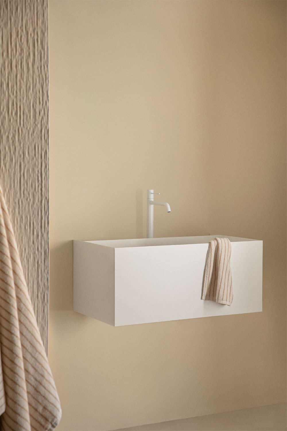 Resin bathroom furniture set with integrated sink and Nerine LED light, gallery image 1