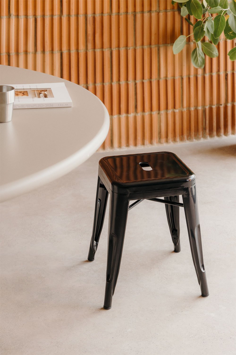 Pack of 2 stackable low stools 45 cm in Lix steel, gallery image 8