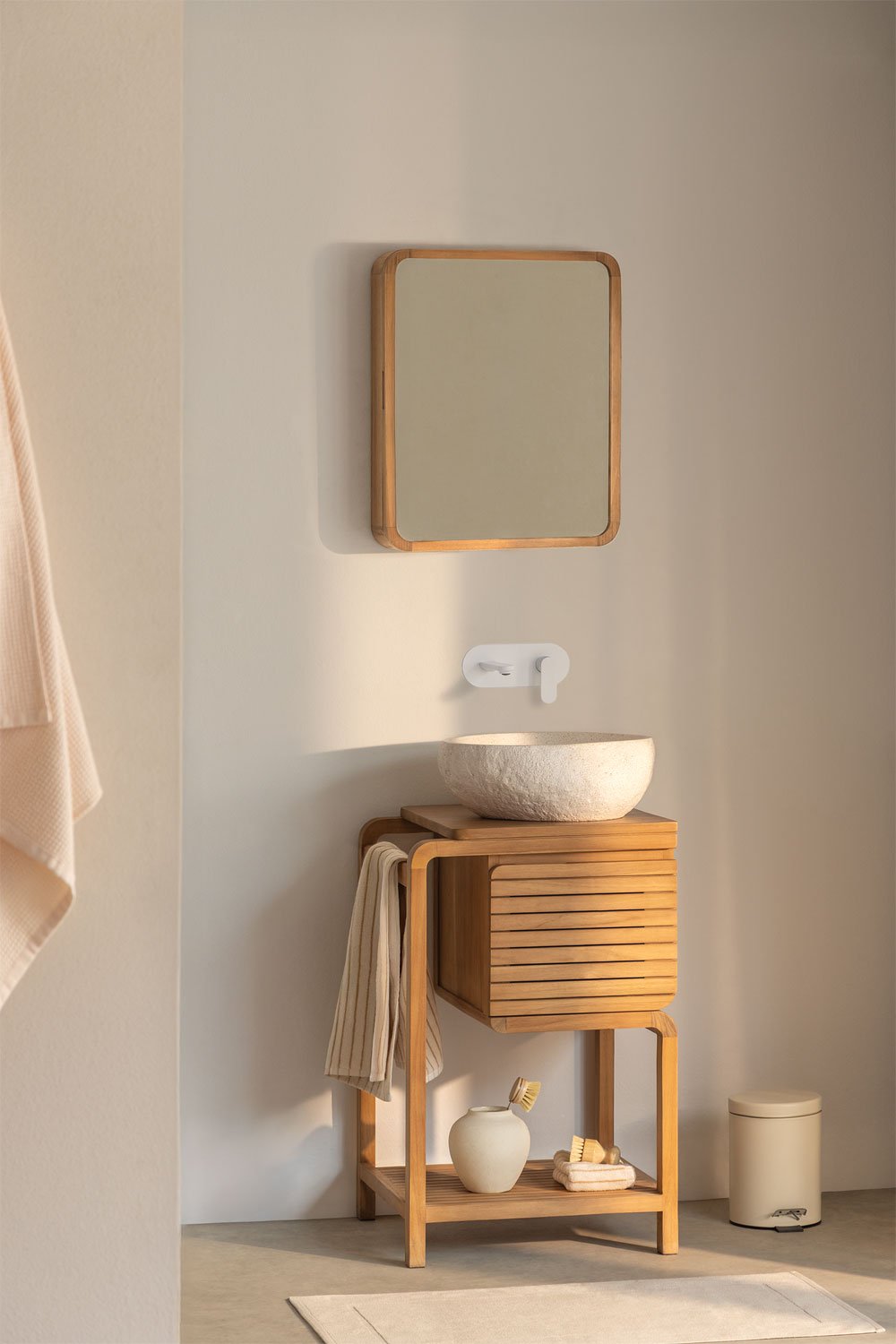 Bradley teak wood bathroom furniture set, gallery image 1