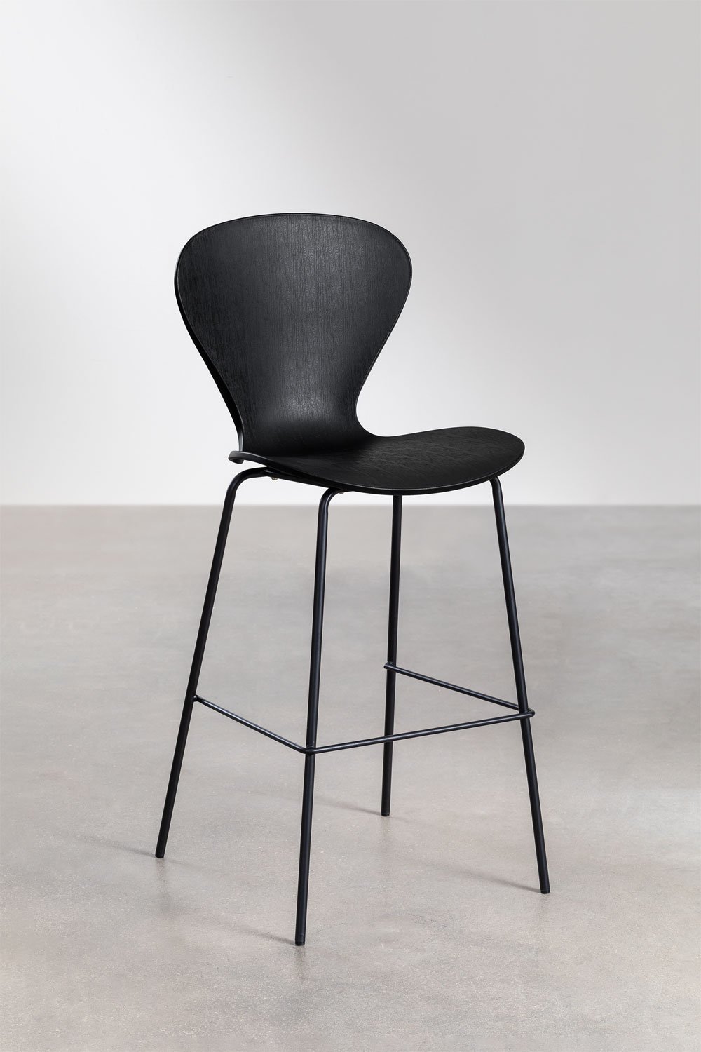 2-Pack high stools 75 cm black and black iron legs Uit, gallery image 1