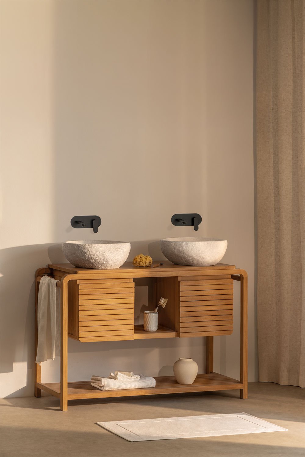 Bradley teak wood bathroom furniture set, gallery image 1