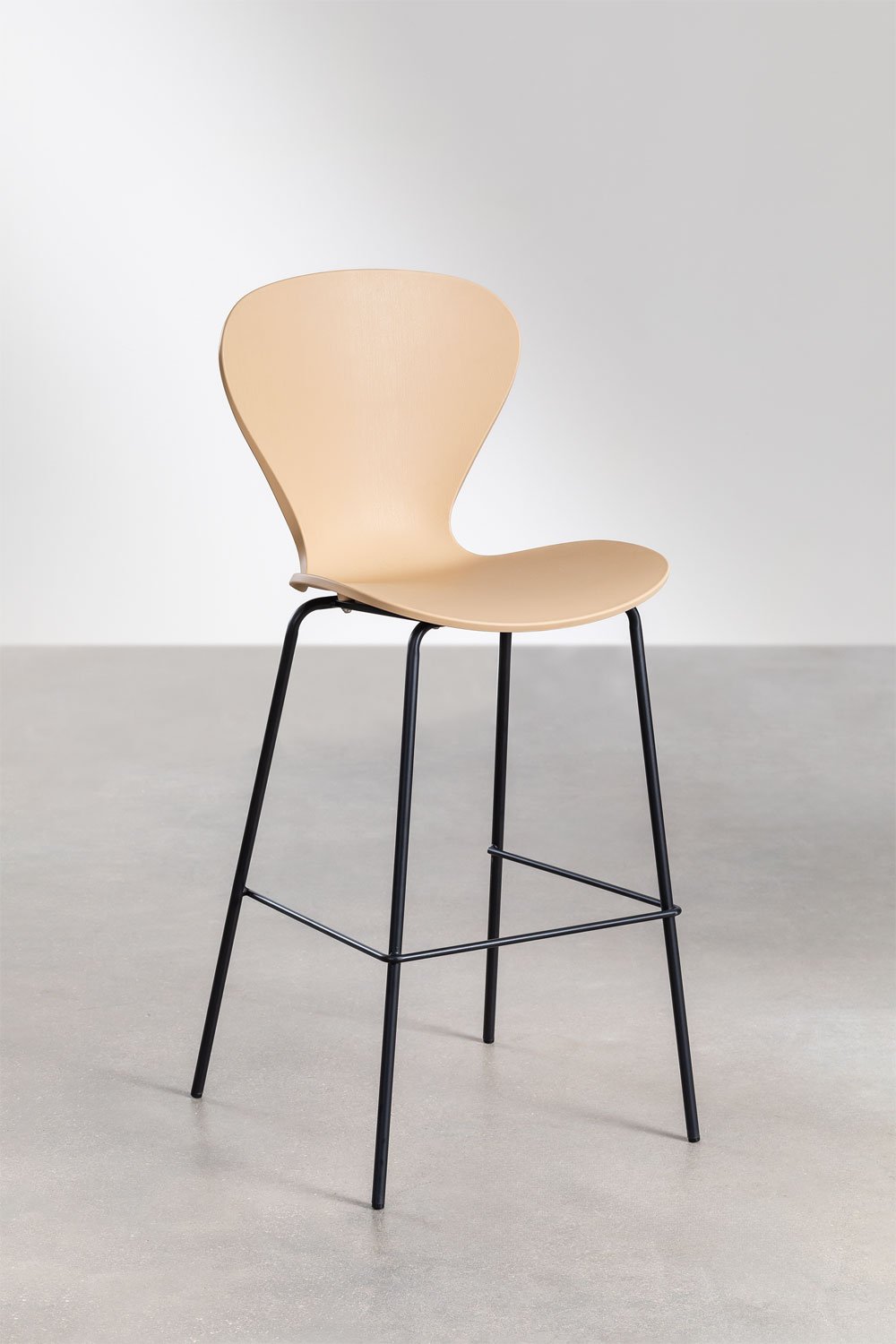 2-Pack high stools 75 cm wheat brown and black iron legs Uit, gallery image 1