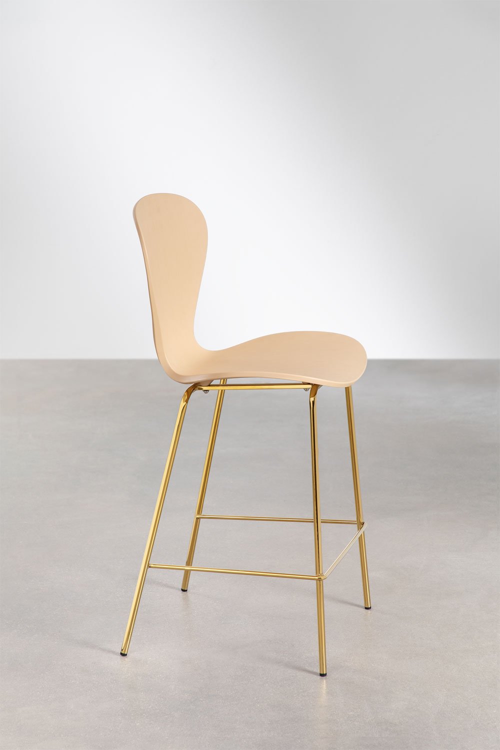 4-Pack high stools 65 cm wheat brown and gold iron legs Uit, gallery image 2