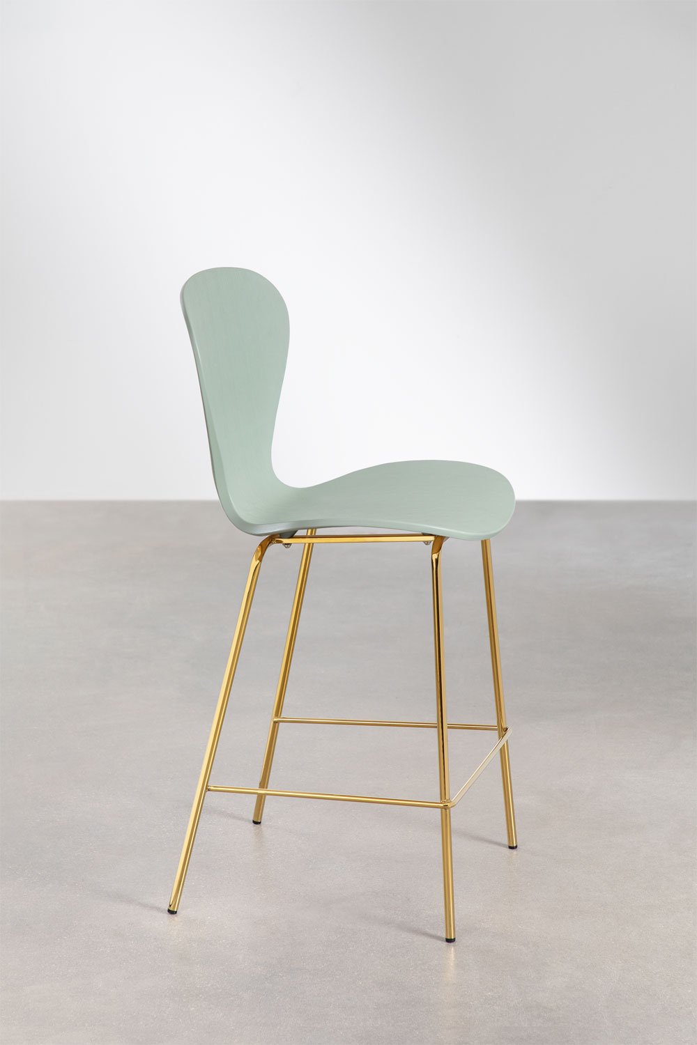 4-Pack high stools 65 cm celadon and gold iron legs Uit, gallery image 2