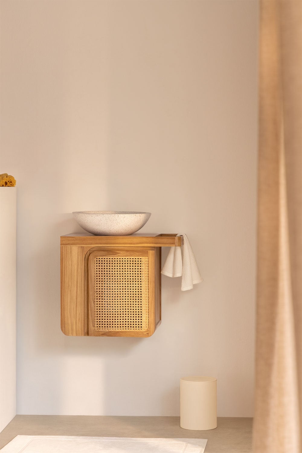 Georgy suspended teak wood bathroom furniture set, gallery image 1