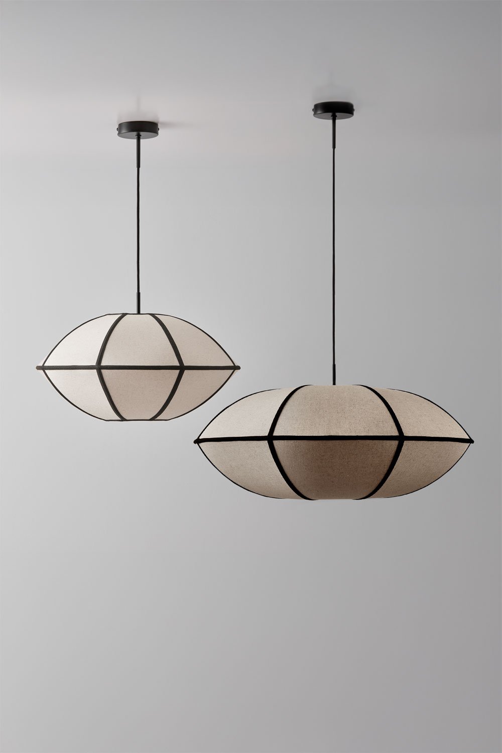 Set of 2 Patraix linen ceiling lamps, gallery image 2