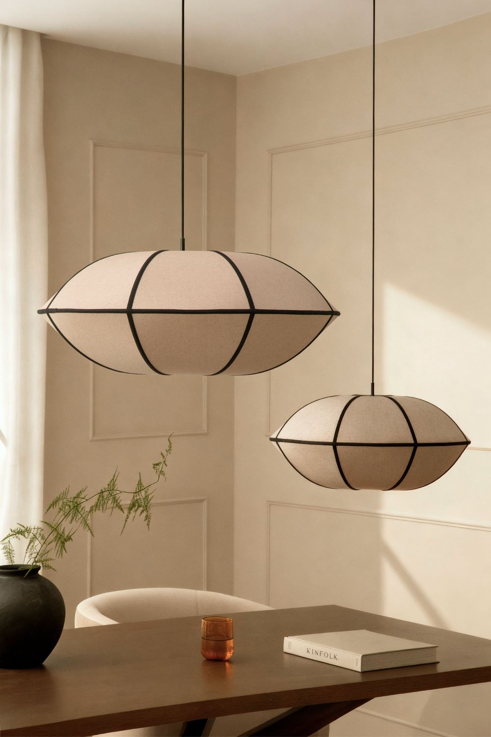 Set of 2 Patraix linen ceiling lamps, gallery image 1