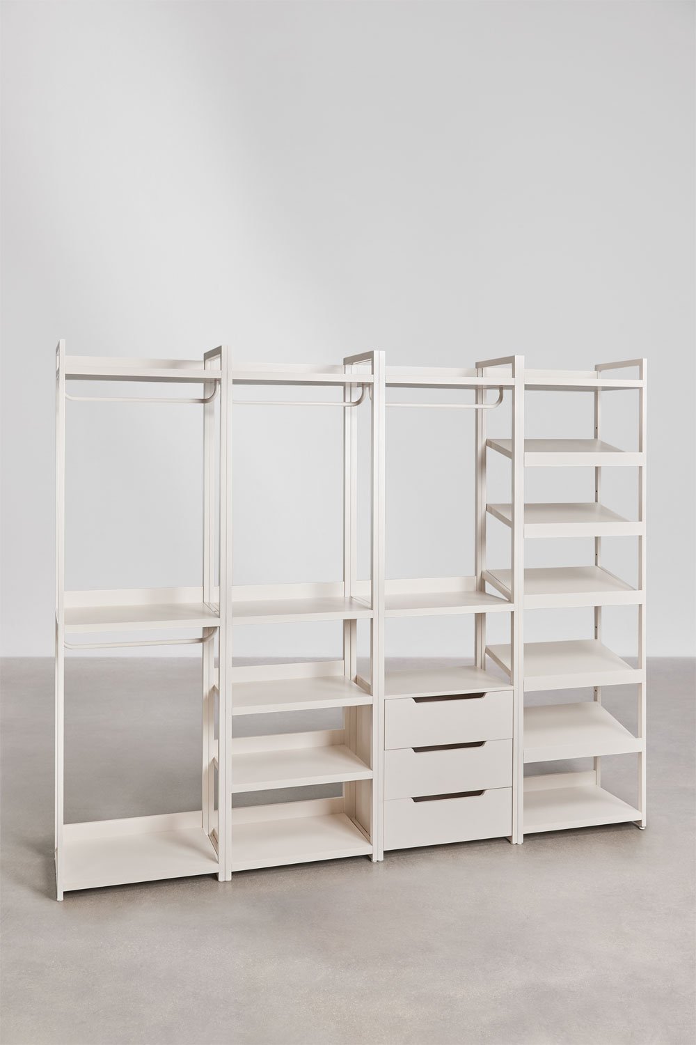 Velunis 4-piece open modular wardrobe with iron shoe rack, gallery image 4