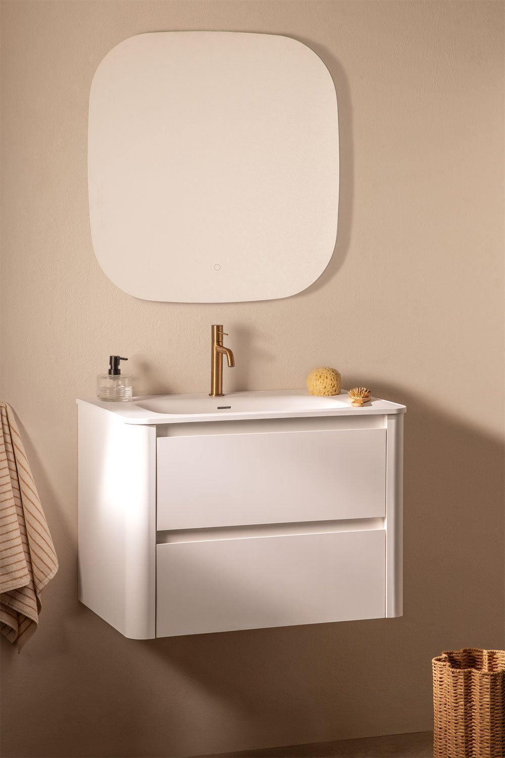 Egerton wooden bathroom furniture set with integrated sink, gallery image 1