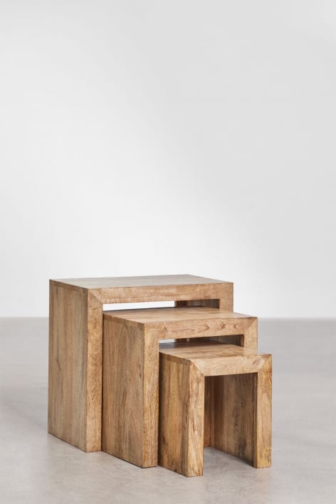 Rectangular nesting side tables in Woodsen mango wood