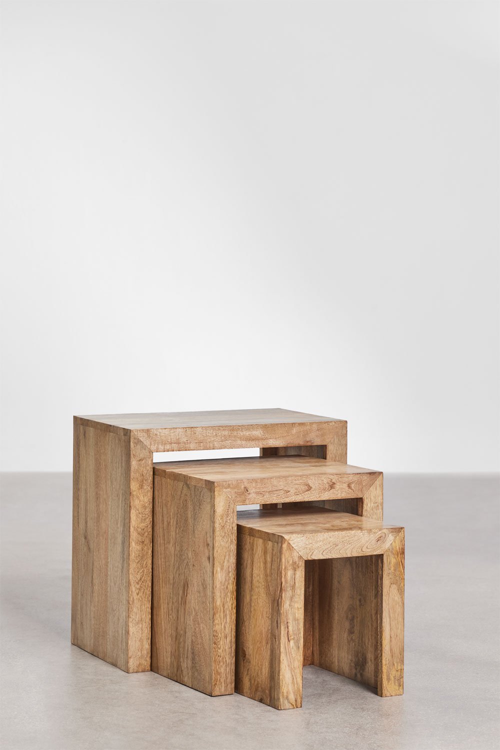 Rectangular nesting side tables in Woodsen mango wood, gallery image 1