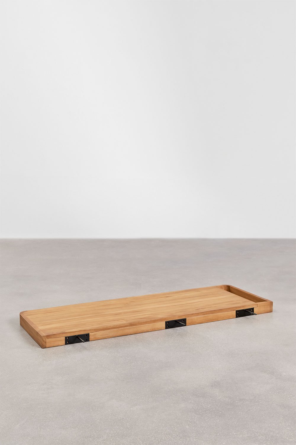 Suspended bathroom furniture set 130x45 cm in teak wood Neill, gallery image 7