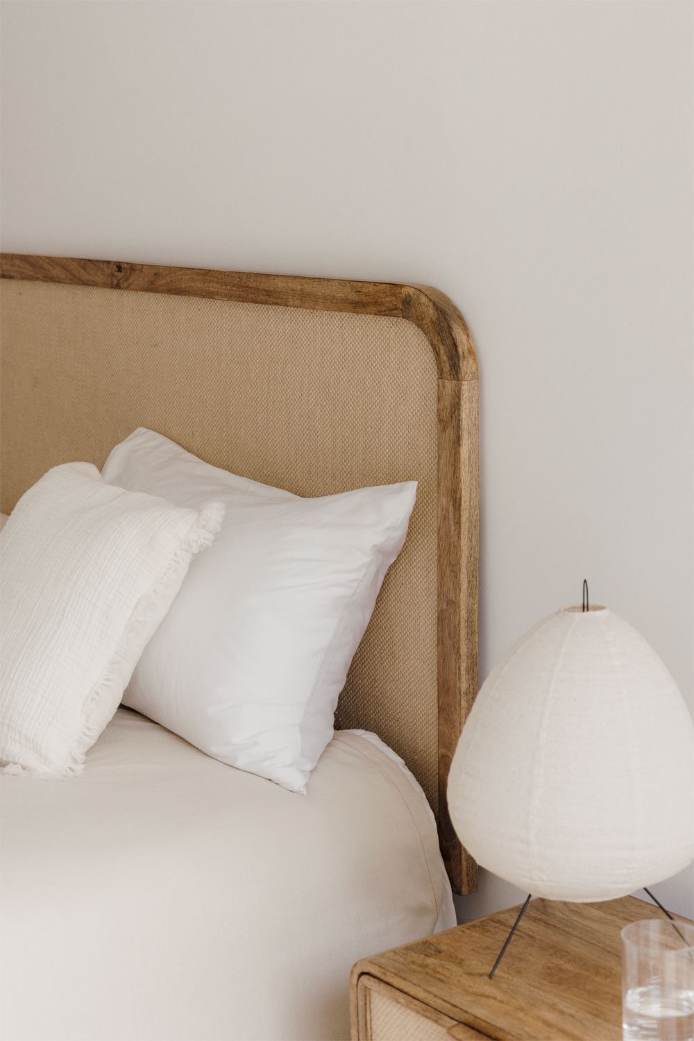 160 cm headboard in mango wood, MDF and Abrams jute, gallery image 1