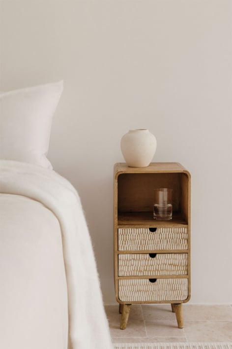Yulara mango wood bedside table - Natural - White