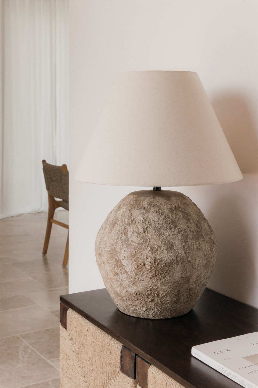 Rilatos ceramic and linen table lamp, gallery image 1