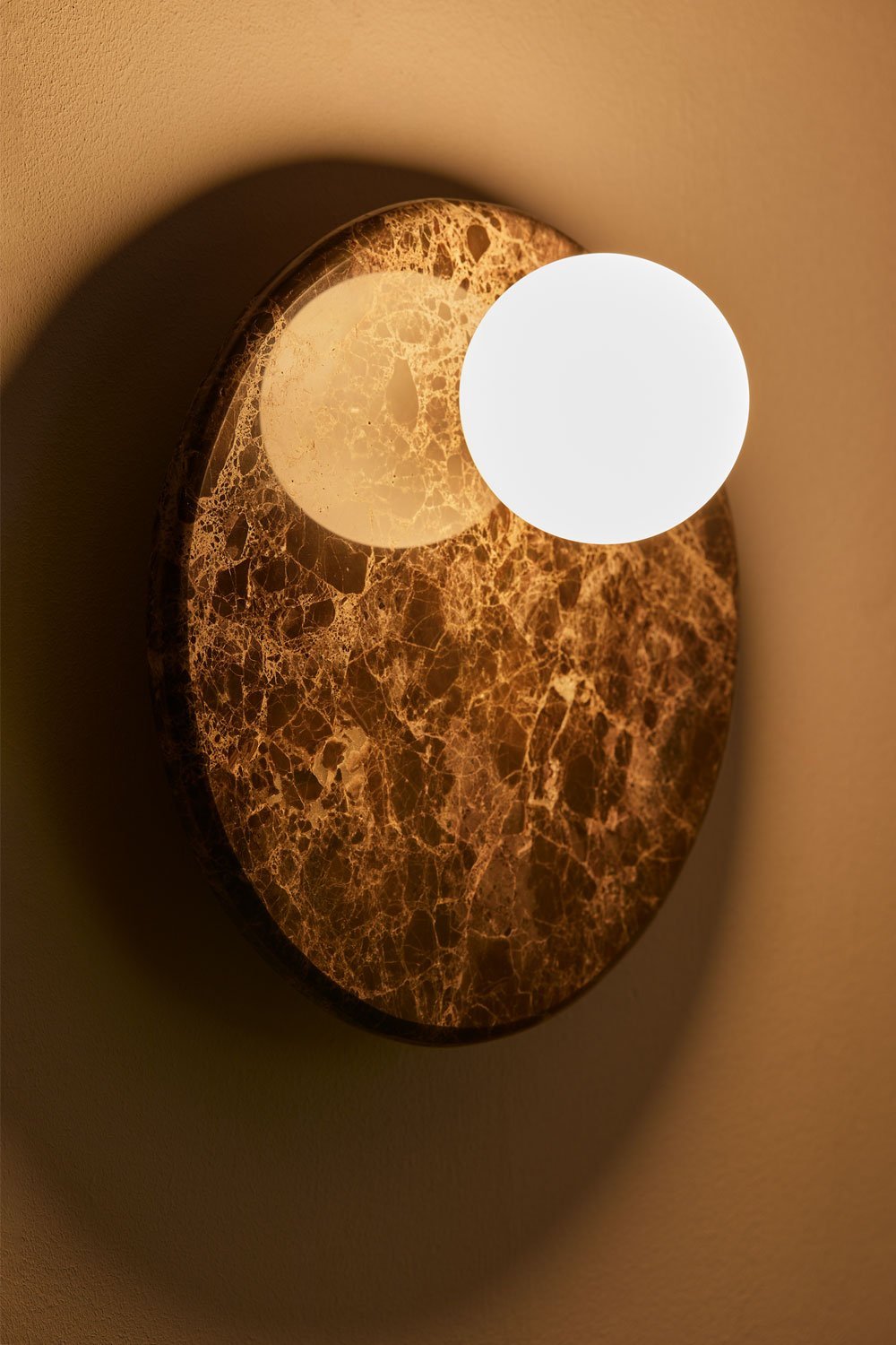 Conrad marble wall sconce with crystal ball, gallery image 2