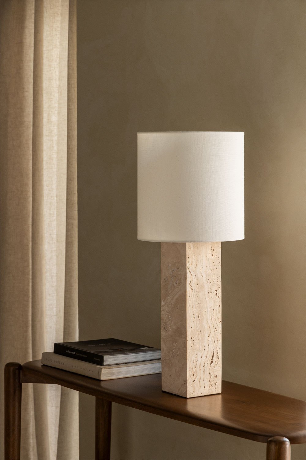 Davise travertine table lamp base, gallery image 1