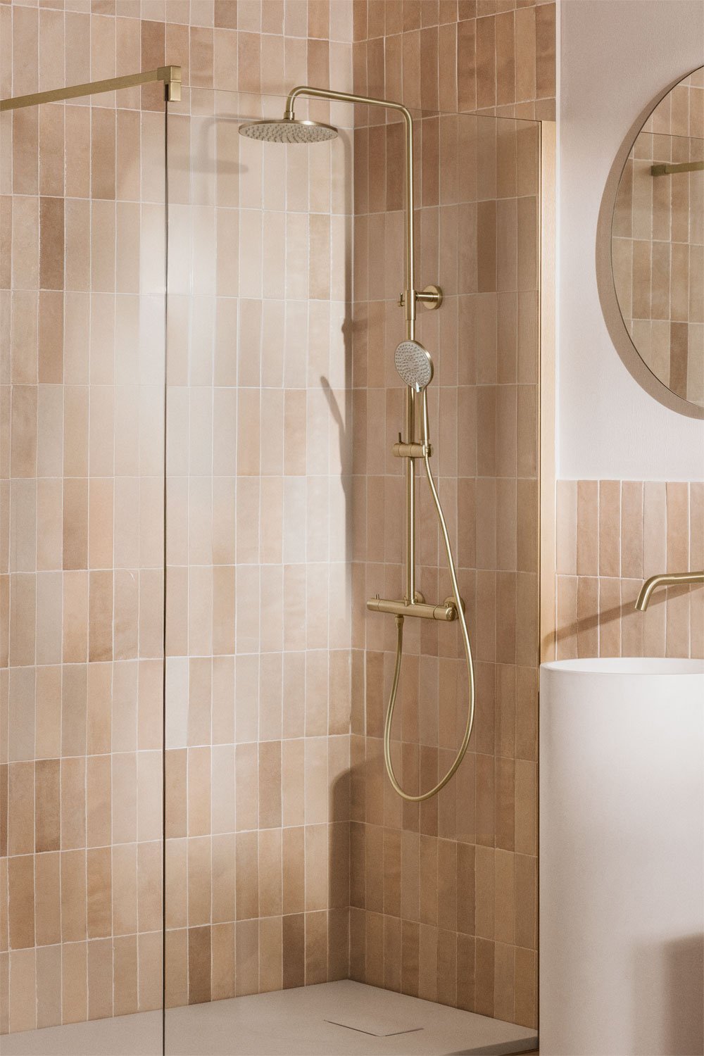 Orveta brass thermostatic shower column, gallery image 1