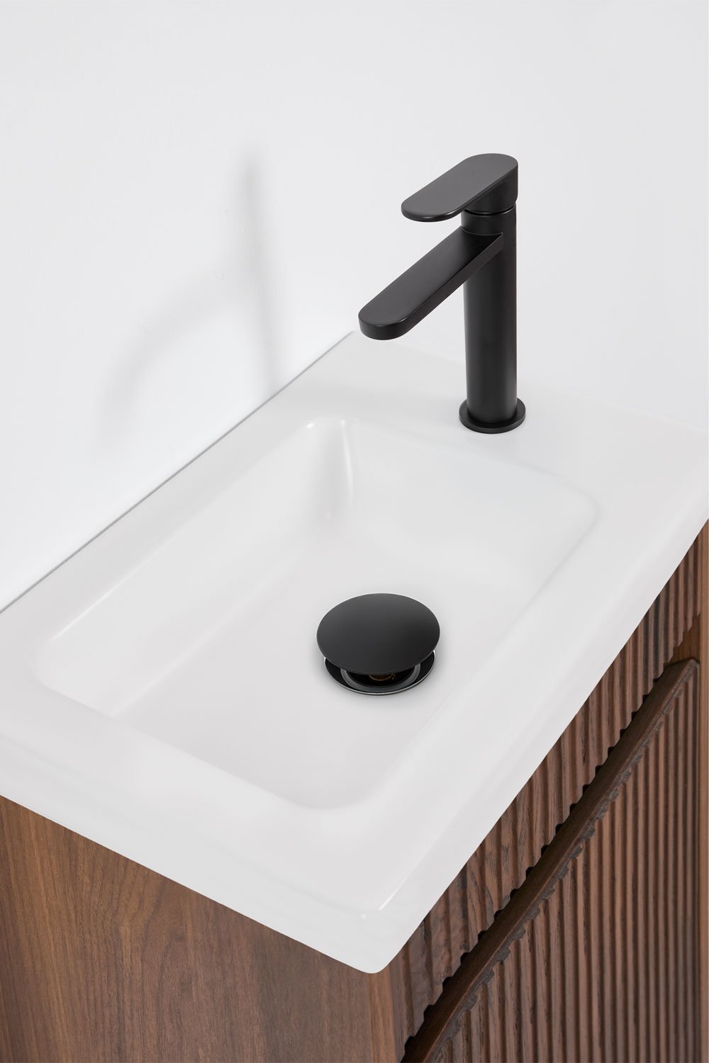 Suspended wooden bathroom furniture set with integrated sink Narek, gallery image 3