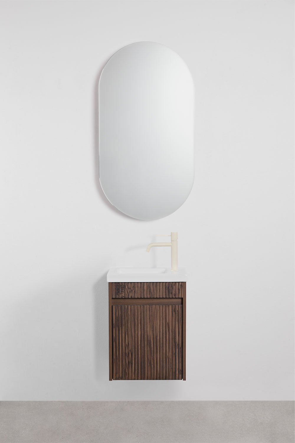 Suspended wooden bathroom furniture set with integrated sink Narek, gallery image 1