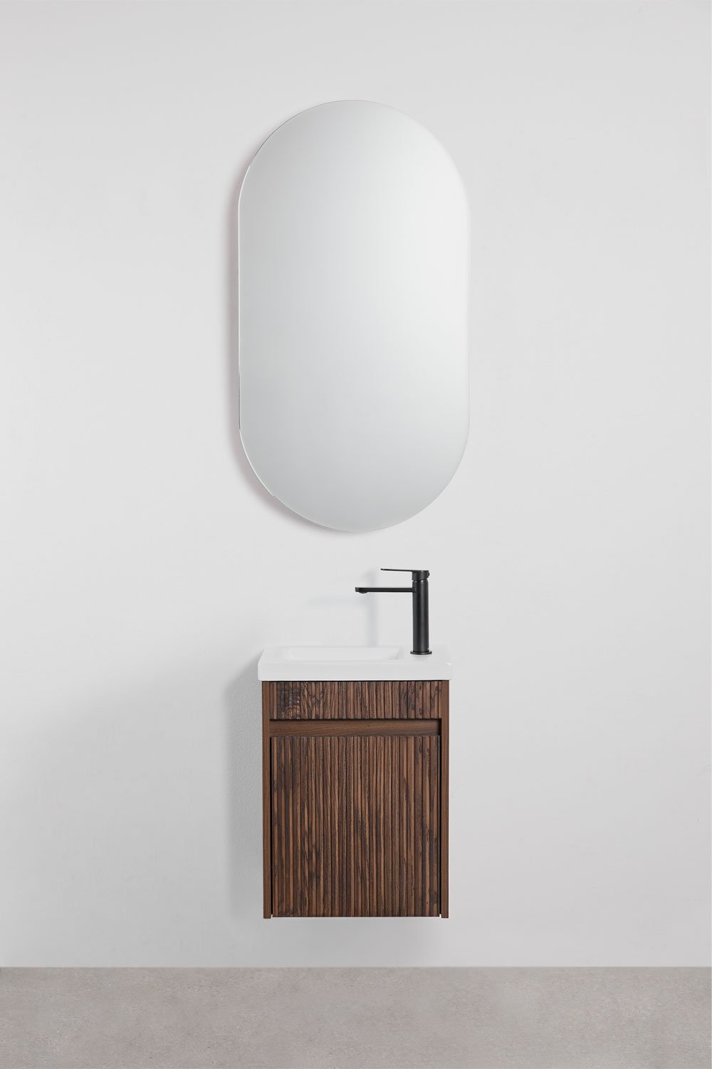 Suspended wooden bathroom furniture set with integrated sink Narek, gallery image 1