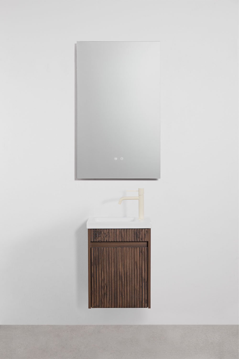 Suspended wooden bathroom furniture set with integrated sink Narek, gallery image 1