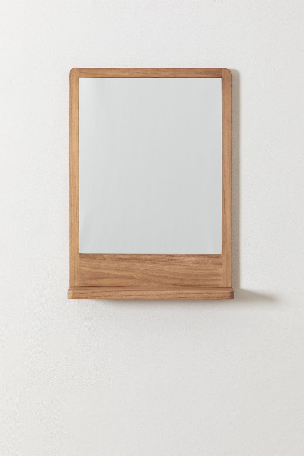 Rectangular wall mirror 50x70 cm with teak wood shelf Mazure, gallery image 2