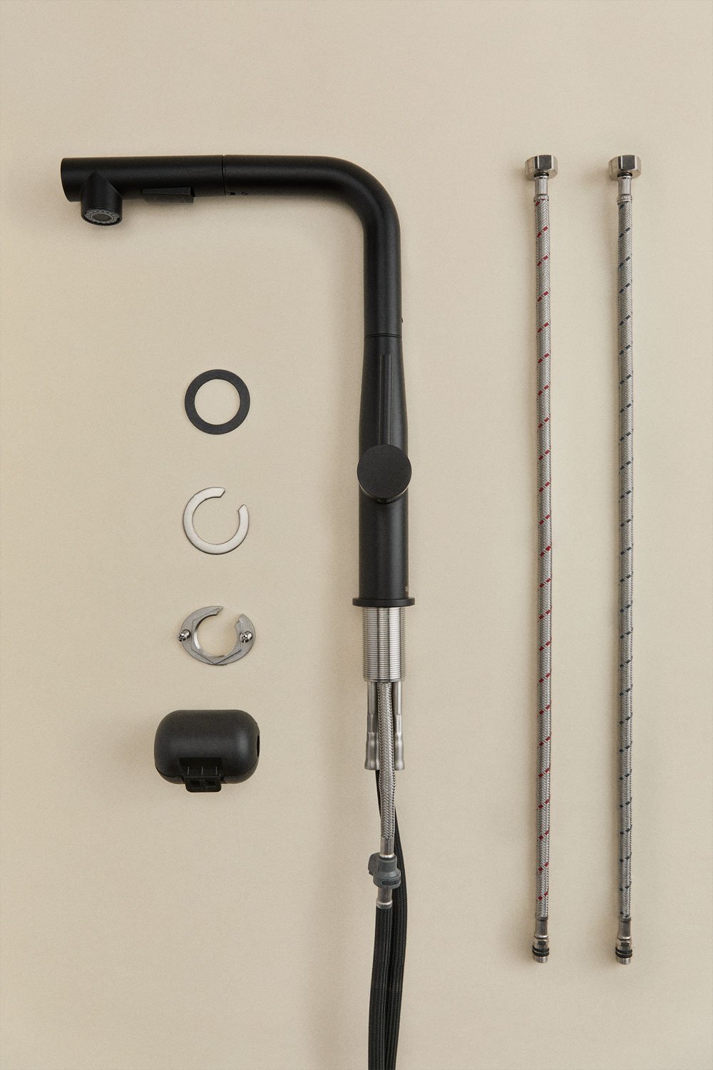 Olyt kitchen faucet with high pull-out spout in stainless steel, gallery image 10