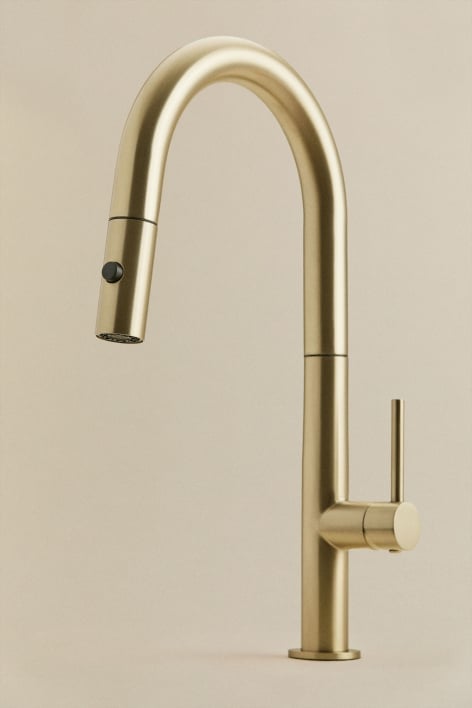 Outdoor kitchen faucet with high pull-out spout in stainless steel Eryne