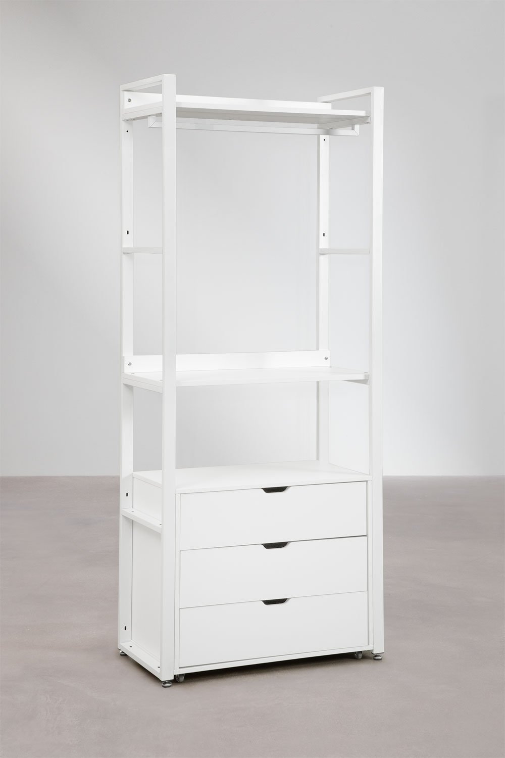 2-piece open modular wardrobe with clothes rail, steel and MDF drawers Ariaster, gallery image 3