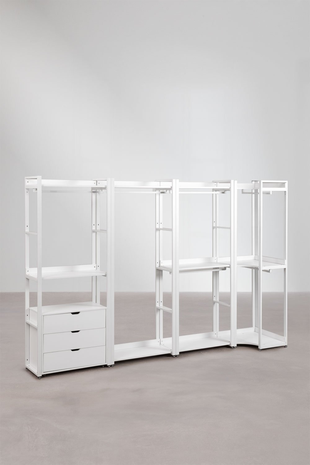 4-piece open corner modular wardrobe in steel and MDF Ariaster, gallery image 2