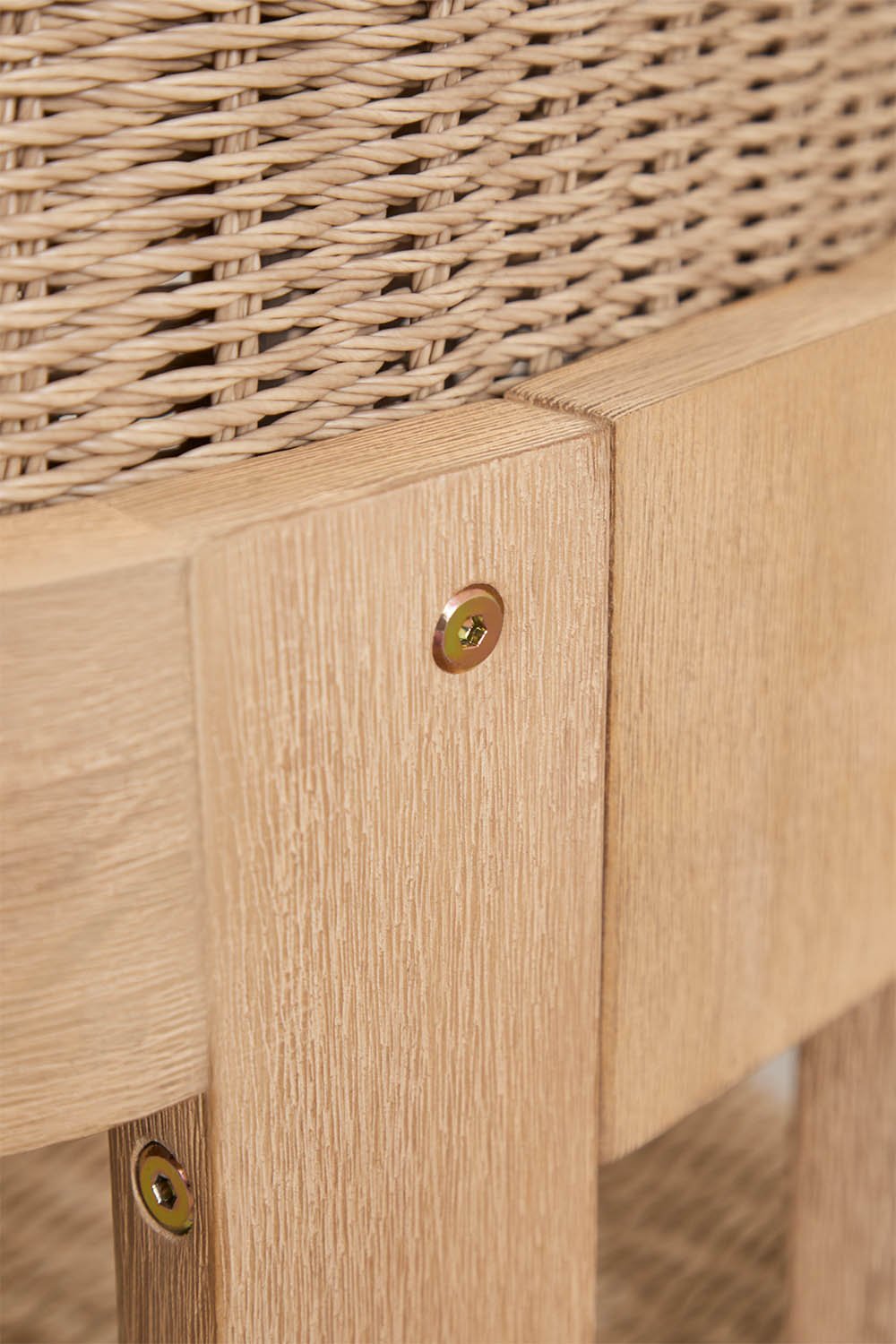 Dining chair with armrests in acacia wood and synthetic rattan Ginara, gallery image 6
