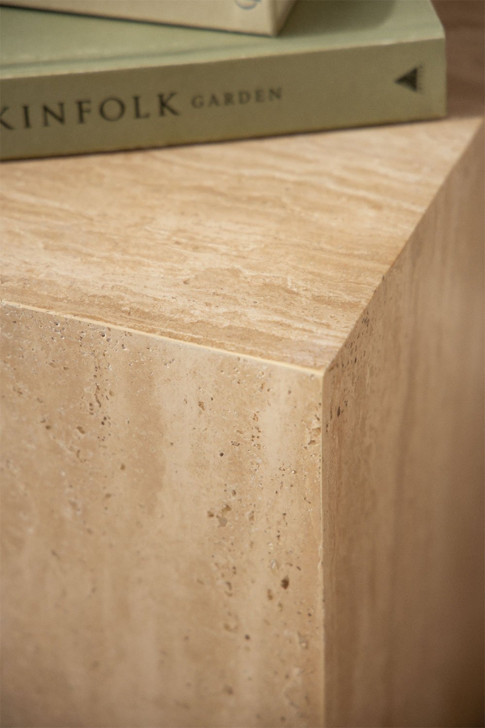 Square side table 35x35 cm in natural Aluret stone, gallery image 2