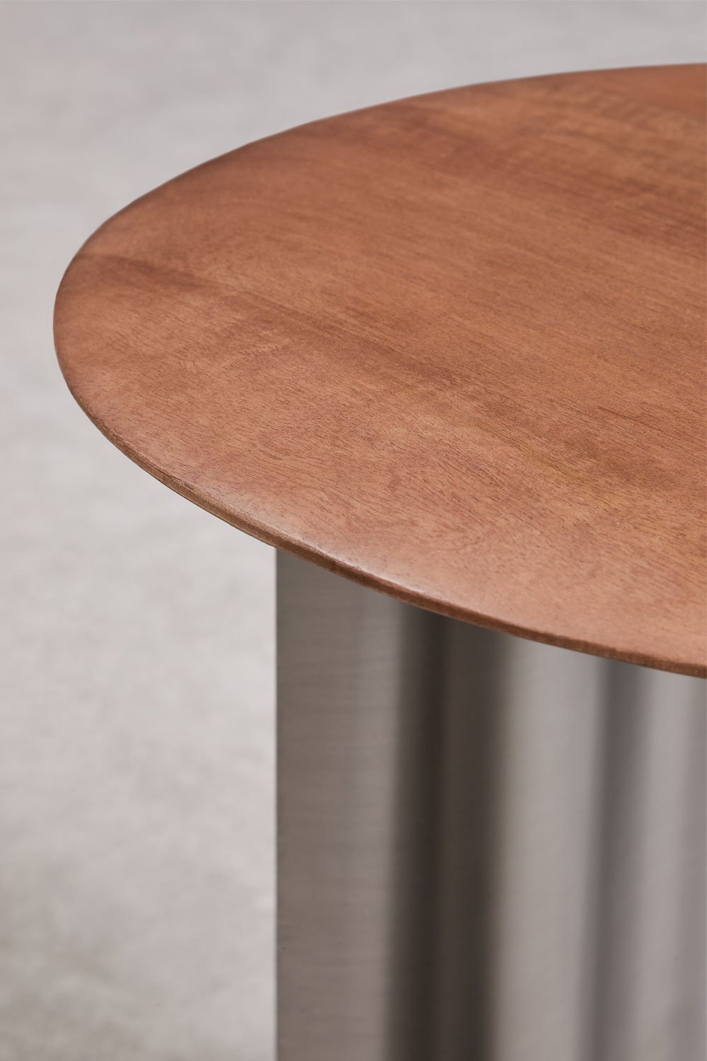 Marvion round side table Ø40 cm in mango wood and stainless steel, gallery image 5