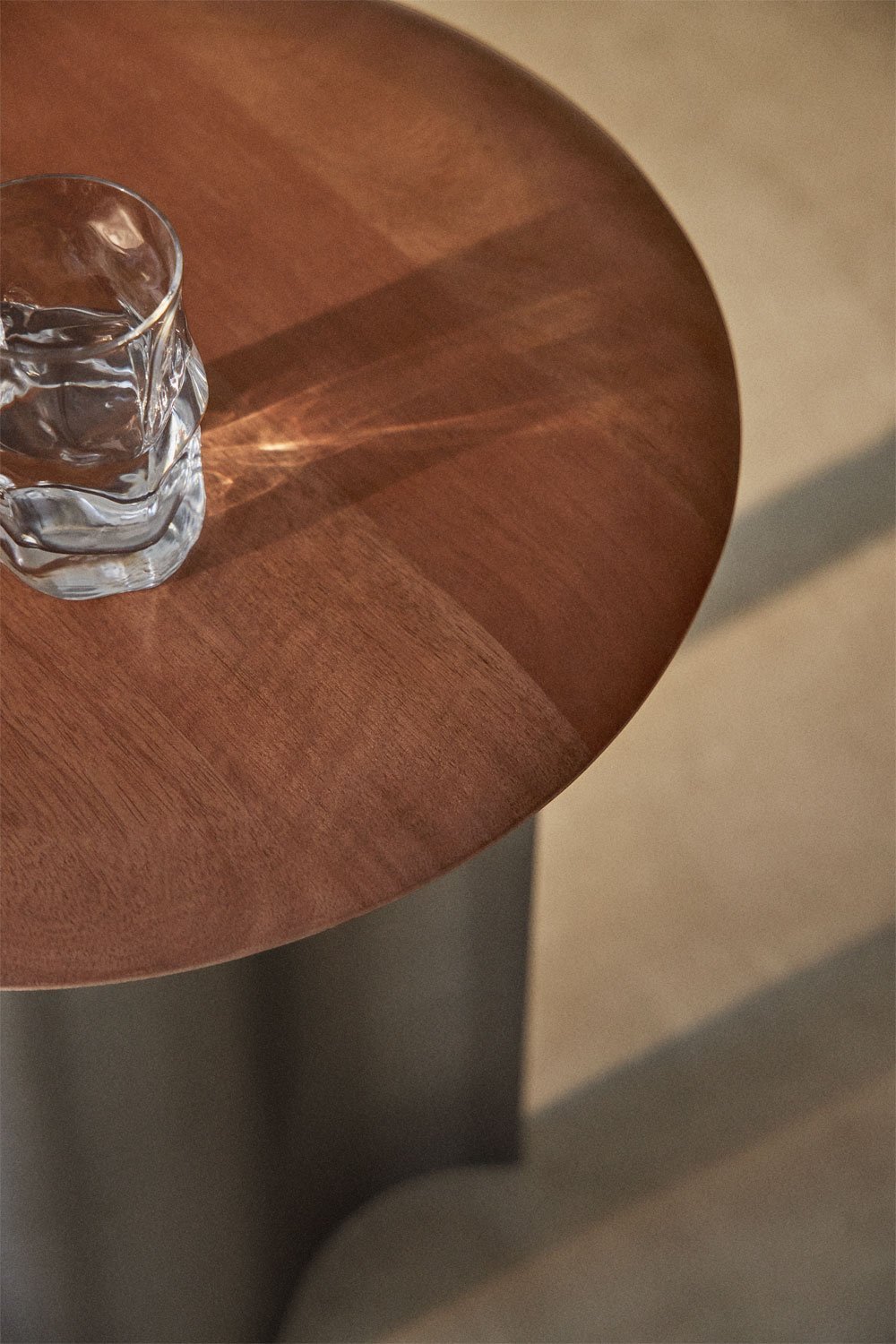 Marvion round side table Ø40 cm in mango wood and stainless steel, gallery image 2