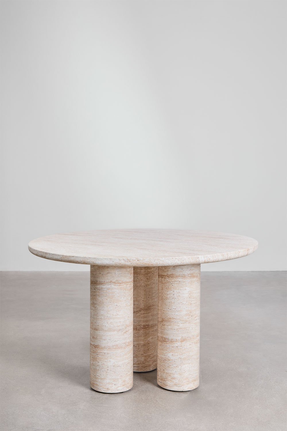 Round garden table Ø120 cm in cement travertine look Lourdes, gallery image 1