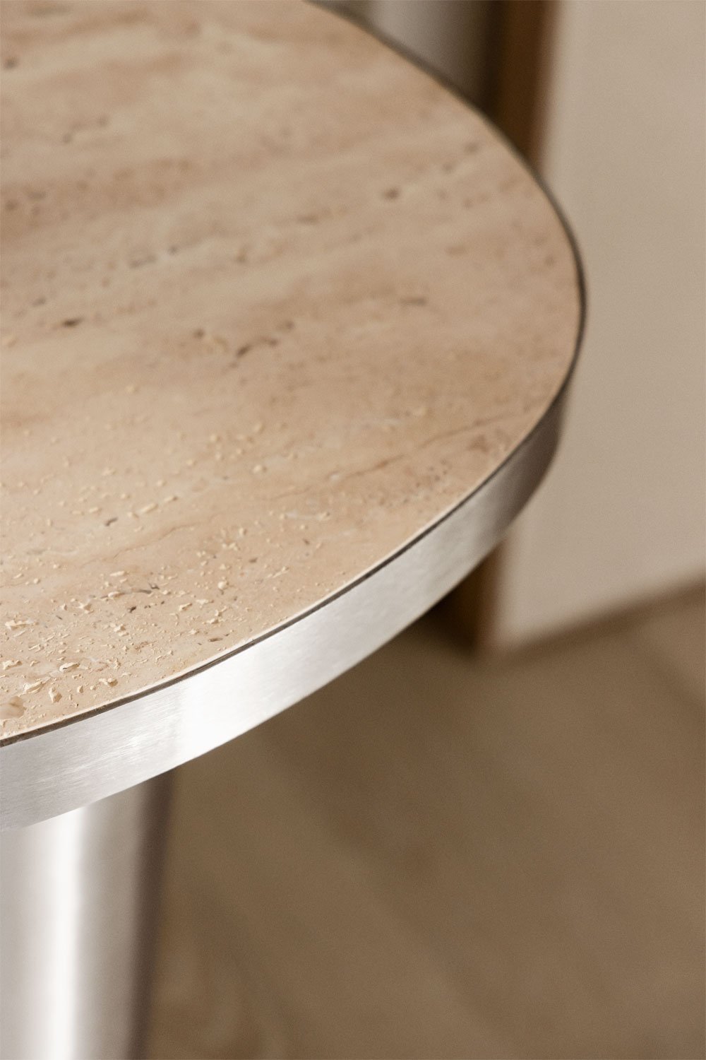 Pack of 2 bedside tables 45x40 cm in travertine and stainless steel Fertrix, gallery image 2